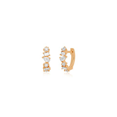 EF Collection Multi Faceted Diamond Mini Huggies