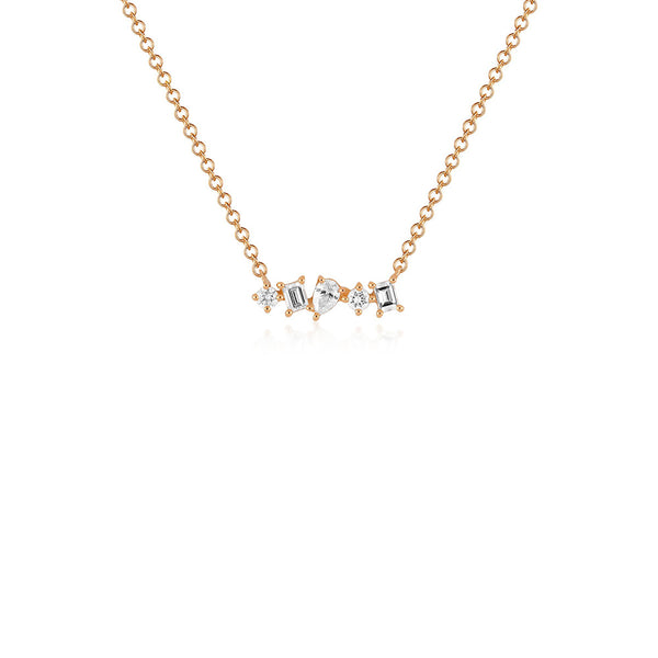 EF Collection Multi Faceted Diamond Bar Necklace