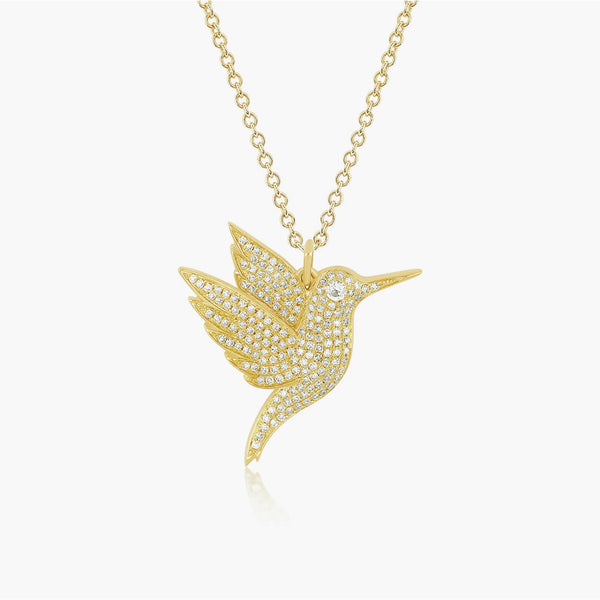 EF Collection Hummingbird Pave Diamond Necklace with Diamond Eye