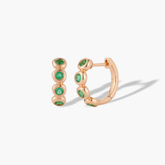 EF Collection Emerald Pillow Hoop Earrings