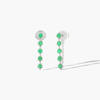 EF Collection Multi Emerald Chain Stud Earrings - EF Collection product