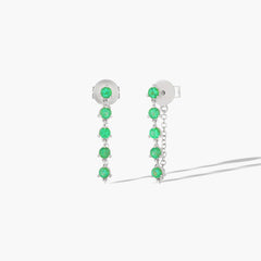 EF Collection Multi Emerald Chain Stud Earrings