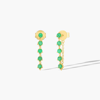 EF Collection Multi Emerald Chain Stud Earrings - EF Collection product