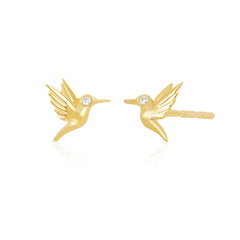 EF Collection Mini Hummingbird with Diamond Eye Stud Earrings
