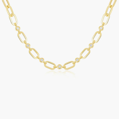 EF Collection Jumbo Link Chain Necklace with Diamond Pillows in Yellow Gold - EF Collection product