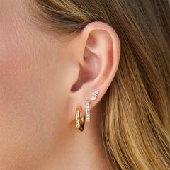 EF Collection Prong Set Diamond Baguette Hoop Earrings