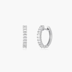 EF Collection Prong Set Diamond Baguette Hoop Earrings