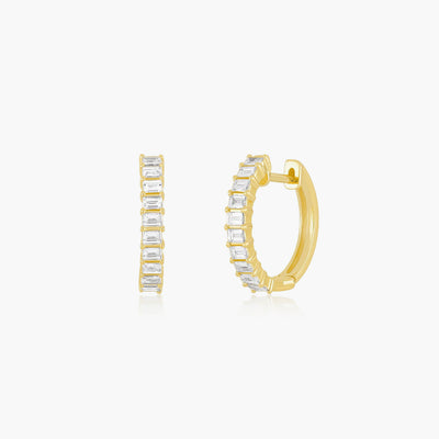 EF Collection Prong Set Diamond Baguette Hoop Earrings - EF Collection product