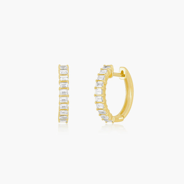 EF Collection Prong Set Diamond Baguette Hoop Earrings