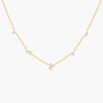 EF Collections Multi Diamond Cluster Diamond Necklace in Yellow Gold - EF Collection product