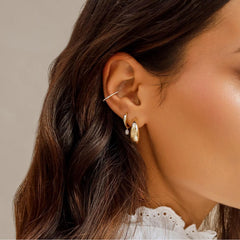 EF Collection Gold Jumbo Dome Huggie Earring
