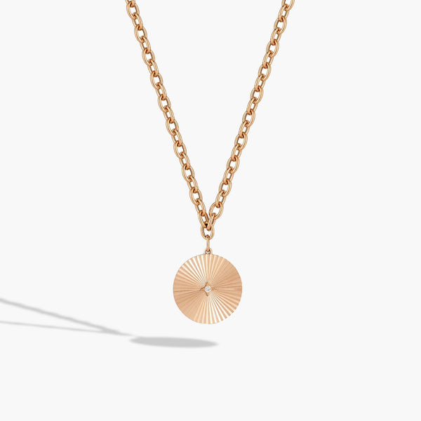 EF Collection Jumbo Gold and Diamond Fluted Disc Chain Necklace