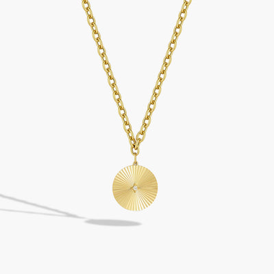 EF Collection Jumbo Gold and Diamond Fluted Disc Chain Necklace - EF Collection product