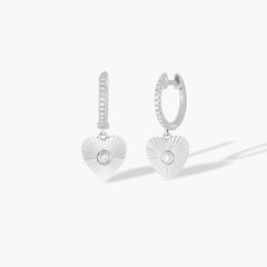 EF Collection Fluted Heart Drop Huggie Earrings
