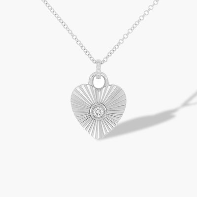 EF Collection Gold and Diamond Fluted Heart Necklace - EF Collection product