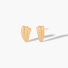 EF Collection Jumbo Gold Fan Stud Earrings