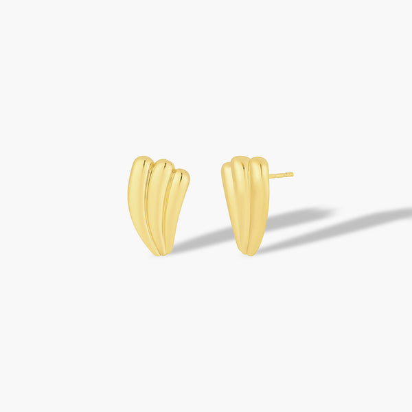 EF Collection Jumbo Gold Fan Stud Earrings