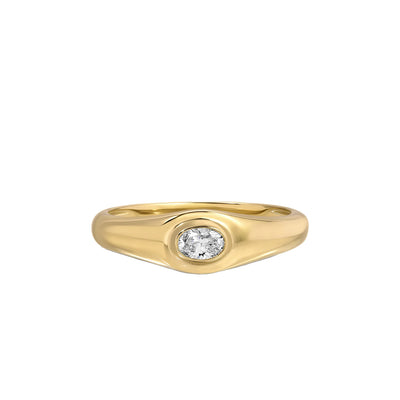 EF Collection Oval-Cut Diamond Signet Ring - EF Collection product
