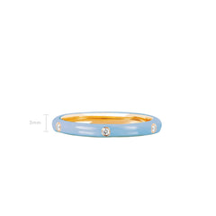 EF Collection Baby Blue Enamel 3 Diamond Stack Ring