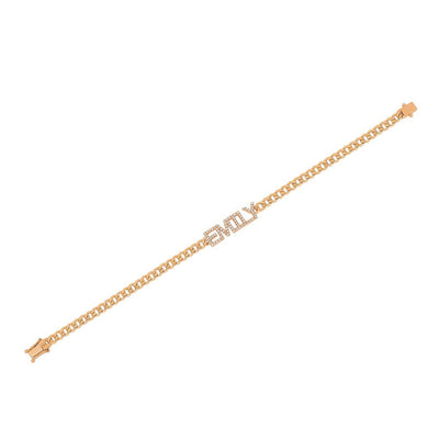EF Collection Diamond Block Name Curb Bracelet in Rose Gold - EF Collection product