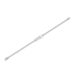 EF Collection Diamond Block Name Curb Bracelet in White Gold