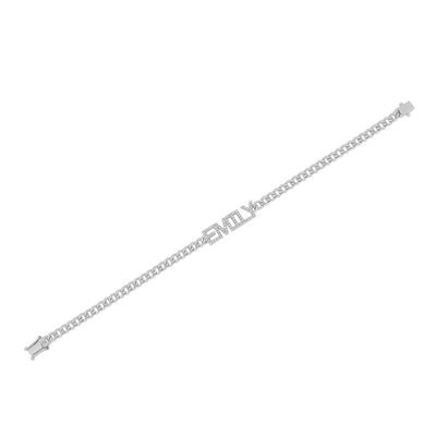 EF Collection Diamond Block Name Curb Bracelet in White Gold - EF Collection product