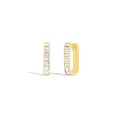 EF Collection Jumbo Lola Baguette Diamond Hoop Earrings