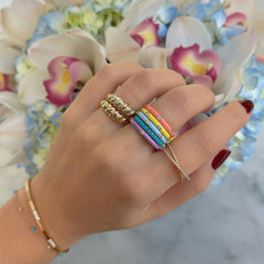EF Collection Baby Blue Enamel 3 Diamond Stack Ring