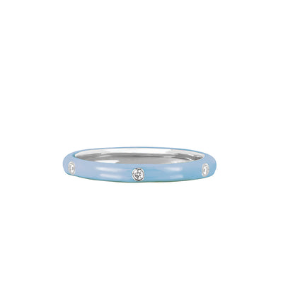 EF Collection Baby Blue Enamel 3 Diamond Stack Ring - EF Collection product