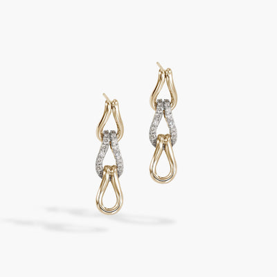 John Hardy Surf Link Diamond Dangle Earrings in 14K Yellow Gold - John Hardy product