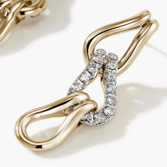 John Hardy Surf Link Diamond Dangle Earrings in 14K Yellow Gold