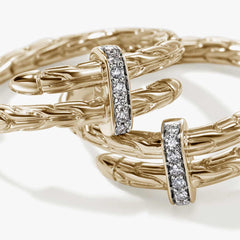 John Hardy Spear Pave Diamond 14K Yellow Gold Small Hoop Earrings