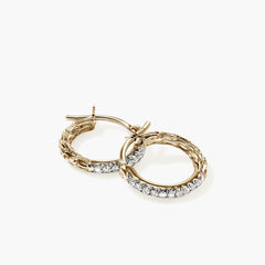 John Hardy Essentials Diamond Pavé Hoop Earrings in 14K Yellow Gold