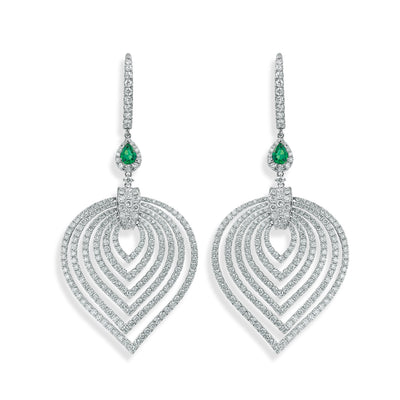 Diamond Teardrop Earrings with Emerald Accents - Private Label product