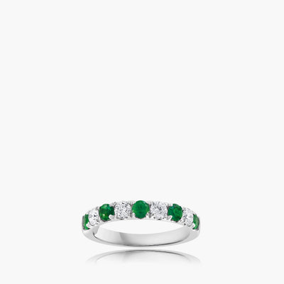 Alternating Emerald and Diamond 3mm Band - Private Label product
