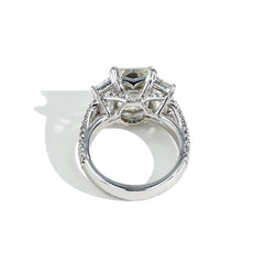 Robert Pelliccia 4 Carat Emerald Cut and Trapezoid Diamond Engagement Ring