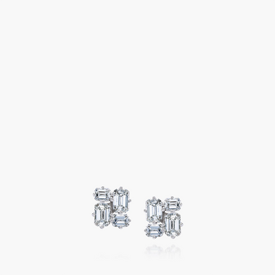 Emerald-Cut Diamond Cluster Stud Earrings - Private Label product