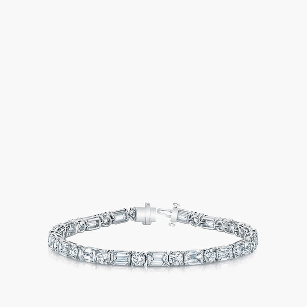 Emerald-Cut and Round Diamond Tennis Bracelet