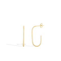 Yellow Gold Paperclip J Hoop Earrings