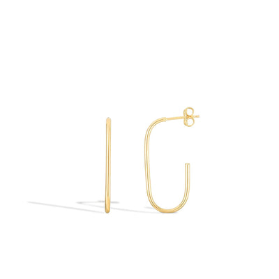 Yellow Gold Paperclip J Hoop Earrings - Private Label product