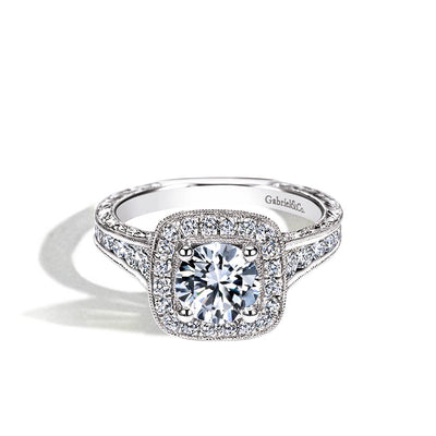 Gabriel & Co. White Gold Diamond Halo Channel Set Engagement Setting - Gabriel & Co. product