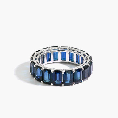 Blue Sapphire Fancy Shape Eternity Band - Private Label product