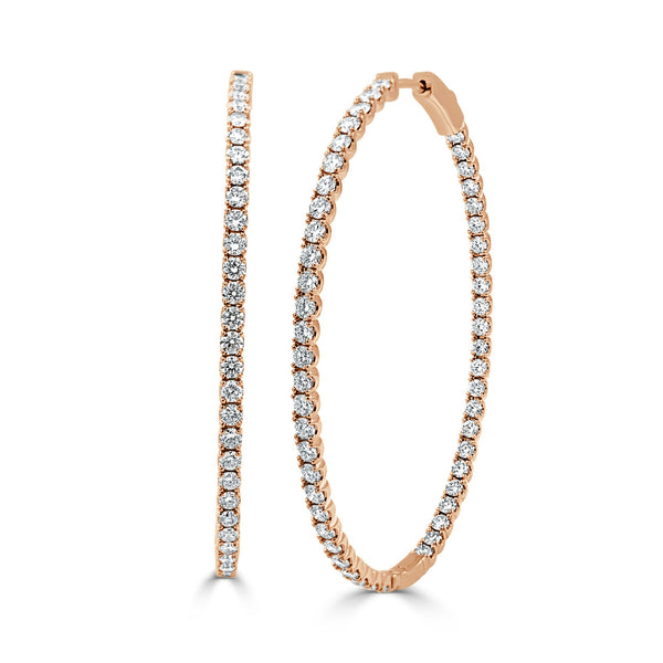 Inside Out Diamond Oval Hoops - 2"