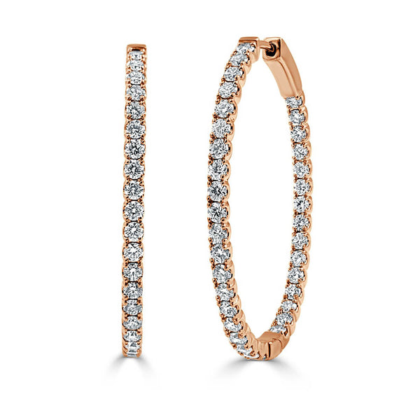 Inside Out Diamond Oval Hoops - 1.5"