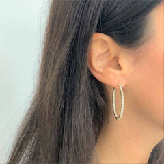 Inside Out Diamond Oval Hoops - 1.5"