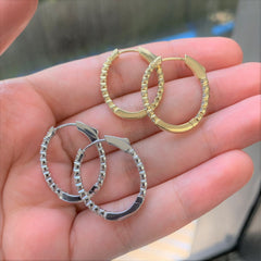 Inside Out Diamond Oval Hoops - 1"