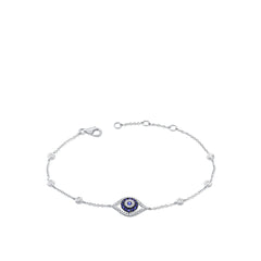 14k Gold and Blue Sapphire Evil Eye Bracelet