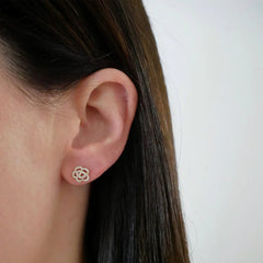 EF Collection Diamond Rose Stud Earrings