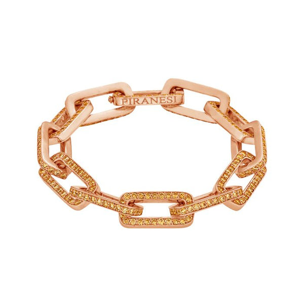 Piranesi Orange Sapphire Yellow Gold Link Bracelet