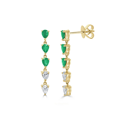 Emerald and Diamond Pear Shaped Drop Earrings - Private Label product